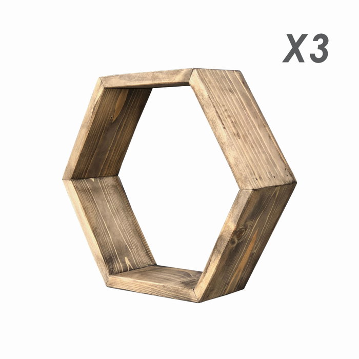 Hanah Home Raf109 Set de 6 Estantes de Pared en Madera Maciza Nogal
